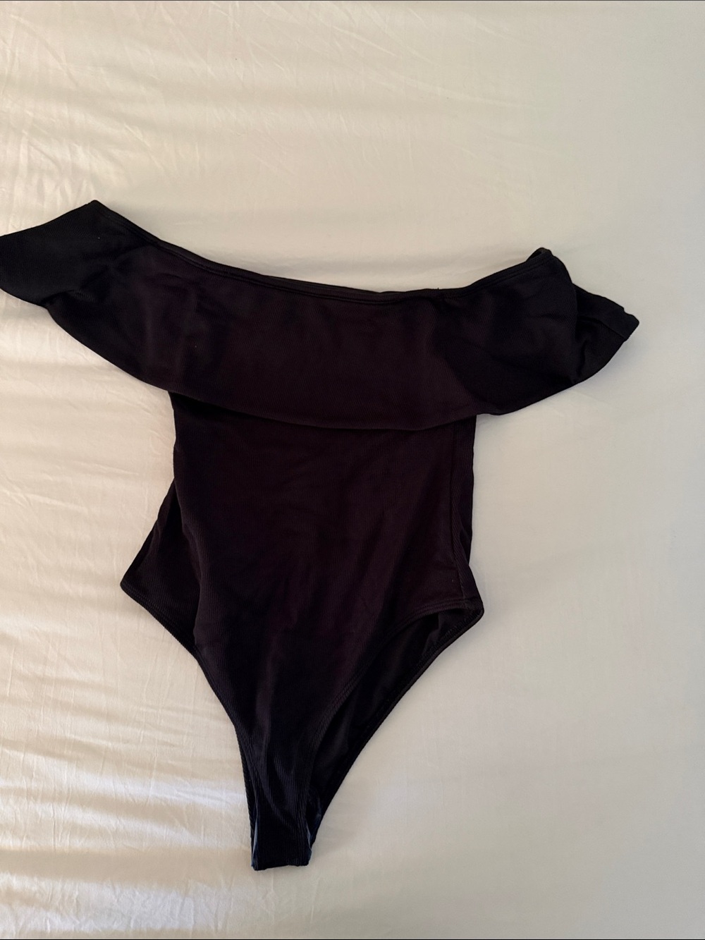 Hours Black Off-Shoulder Bodysuit